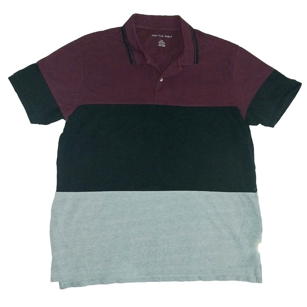 American Eagle Men's Short Sleeve Polo Shirt Plum Large